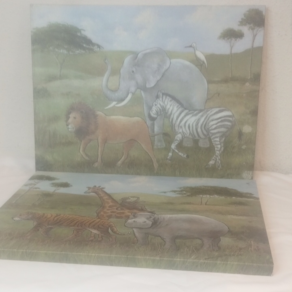 Safari Animal Canvas Art Set Home Interiors Kids